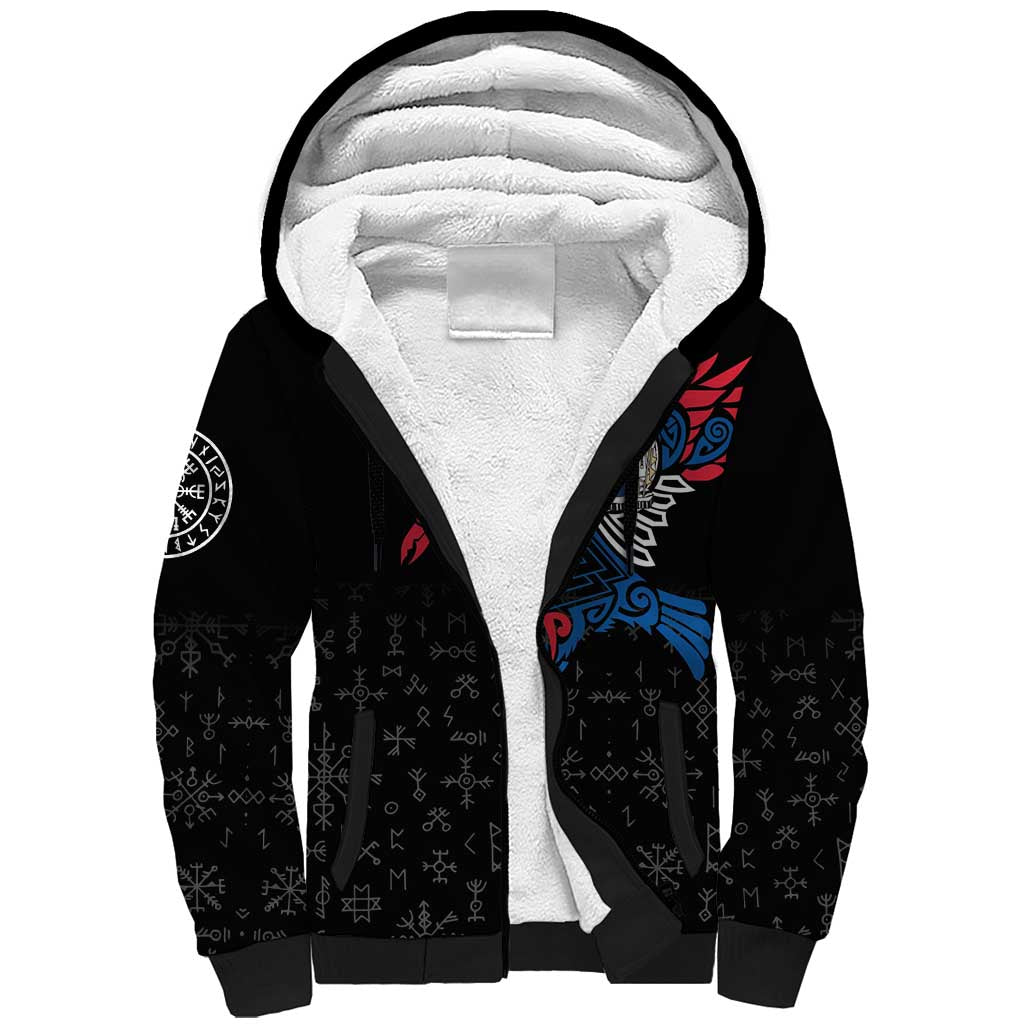 Iceland Viking Culture Sherpa Hoodie Norse Mythology Raven Tattoo