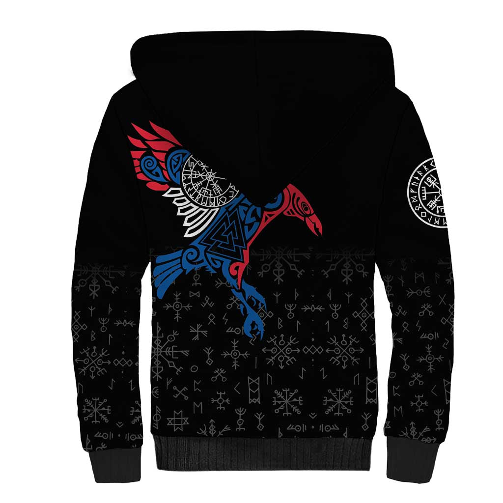 Iceland Viking Culture Sherpa Hoodie Norse Mythology Raven Tattoo