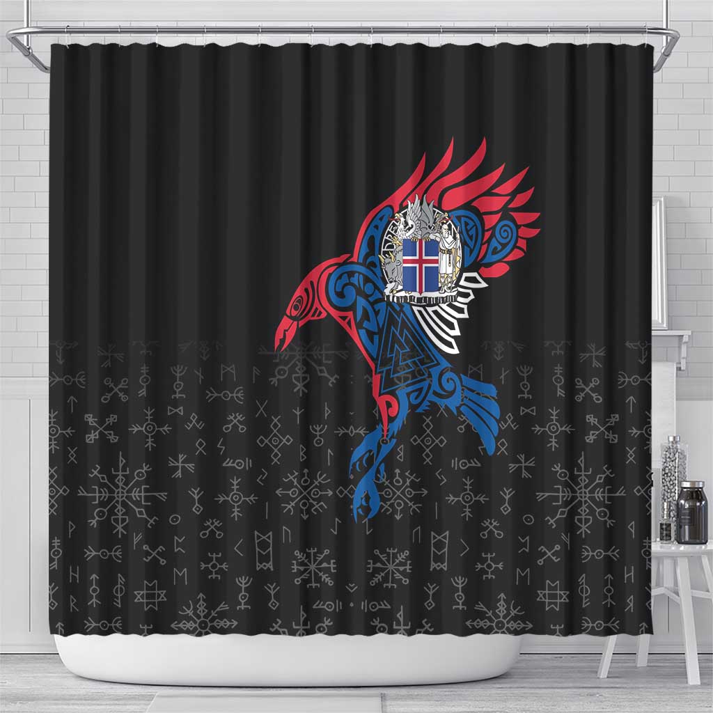 Iceland Viking Culture Shower Curtain Norse Mythology Raven Tattoo