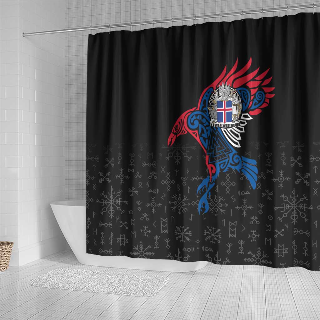 Iceland Viking Culture Shower Curtain Norse Mythology Raven Tattoo