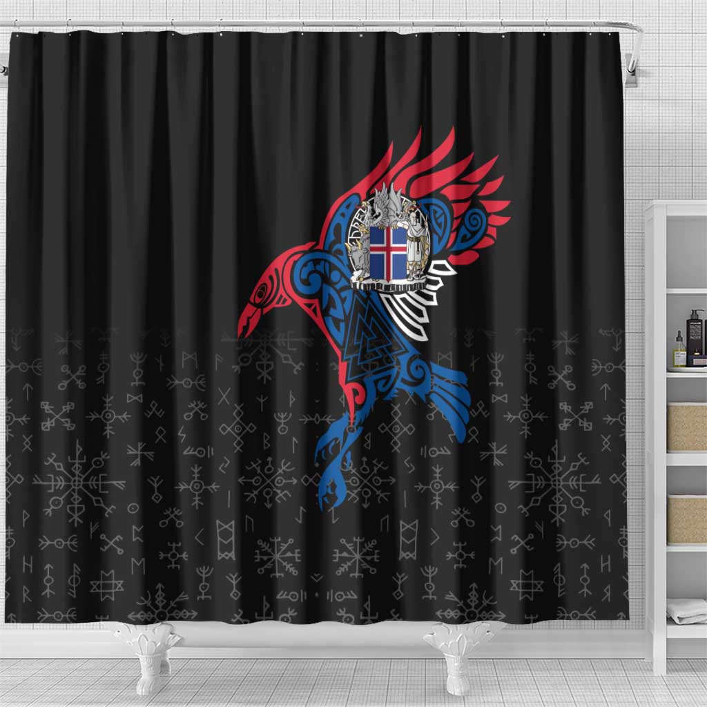 Iceland Viking Culture Shower Curtain Norse Mythology Raven Tattoo