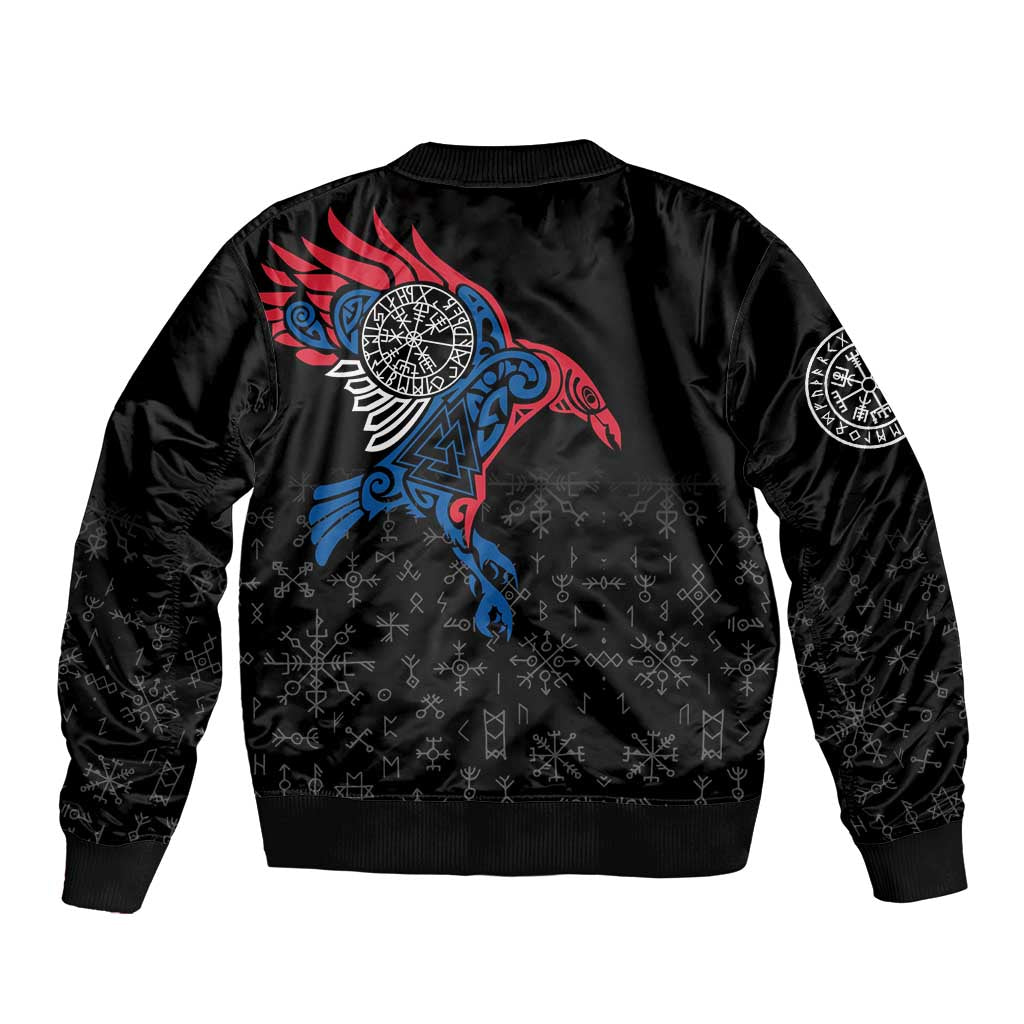 Iceland Viking Culture Sleeve Zip Bomber Jacket Norse Mythology Raven Tattoo