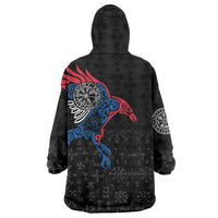 Iceland Viking Culture Wearable Blanket Hoodie Norse Mythology Raven Tattoo