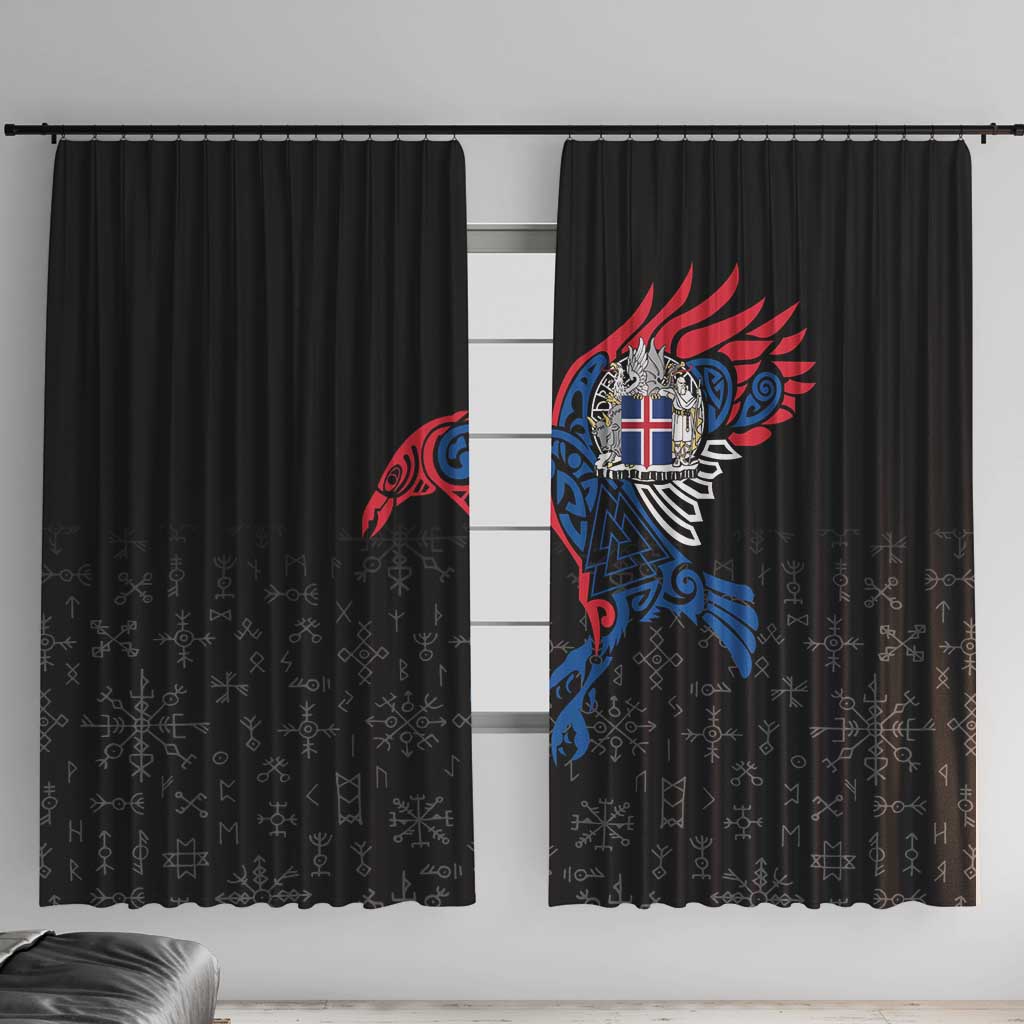 Iceland Viking Culture Window Curtain Norse Mythology Raven Tattoo