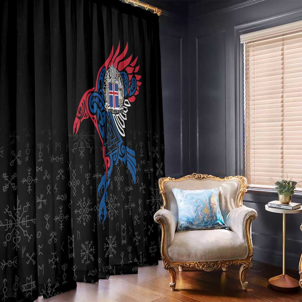 Iceland Viking Culture Window Curtain Norse Mythology Raven Tattoo