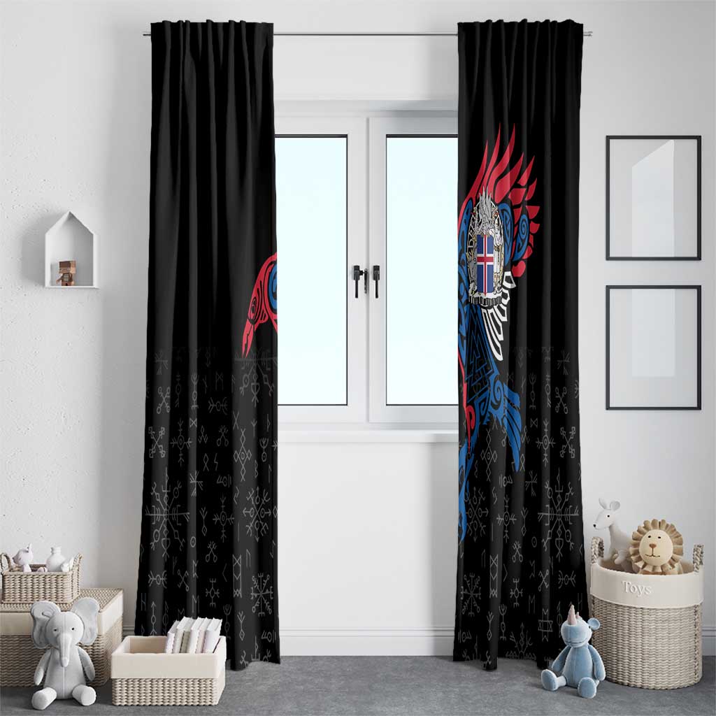 Iceland Viking Culture Window Curtain Norse Mythology Raven Tattoo