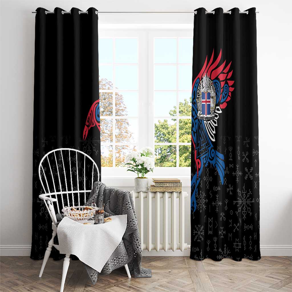 Iceland Viking Culture Window Curtain Norse Mythology Raven Tattoo