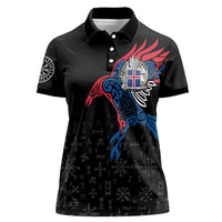 Iceland Viking Culture Women Polo Shirt Norse Mythology Raven Tattoo