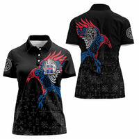 Iceland Viking Culture Women Polo Shirt Norse Mythology Raven Tattoo