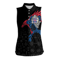 Iceland Viking Culture Women Sleeveless Polo Shirt Norse Mythology Raven Tattoo