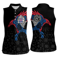 Iceland Viking Culture Women Sleeveless Polo Shirt Norse Mythology Raven Tattoo
