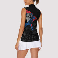 Iceland Viking Culture Women Sleeveless Polo Shirt Norse Mythology Raven Tattoo