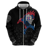 Iceland Viking Culture Zip Hoodie Norse Mythology Raven Tattoo