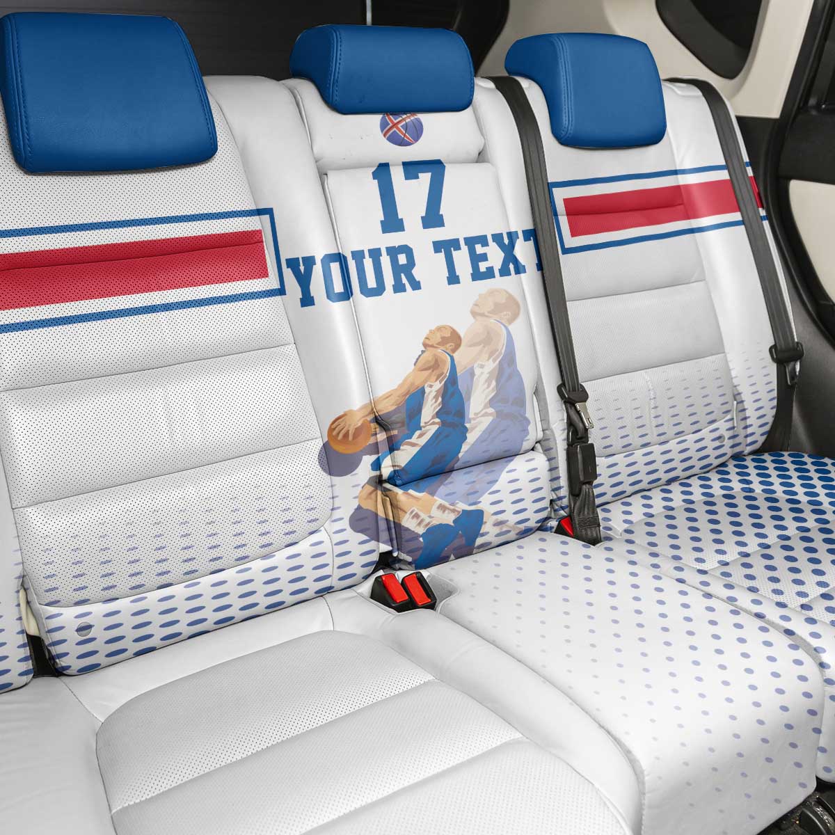 Iceland Basketball Custom Back Car Seat Cover White Style
