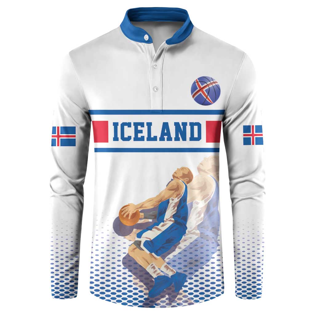 Iceland Basketball Custom Button Sweatshirt White Style