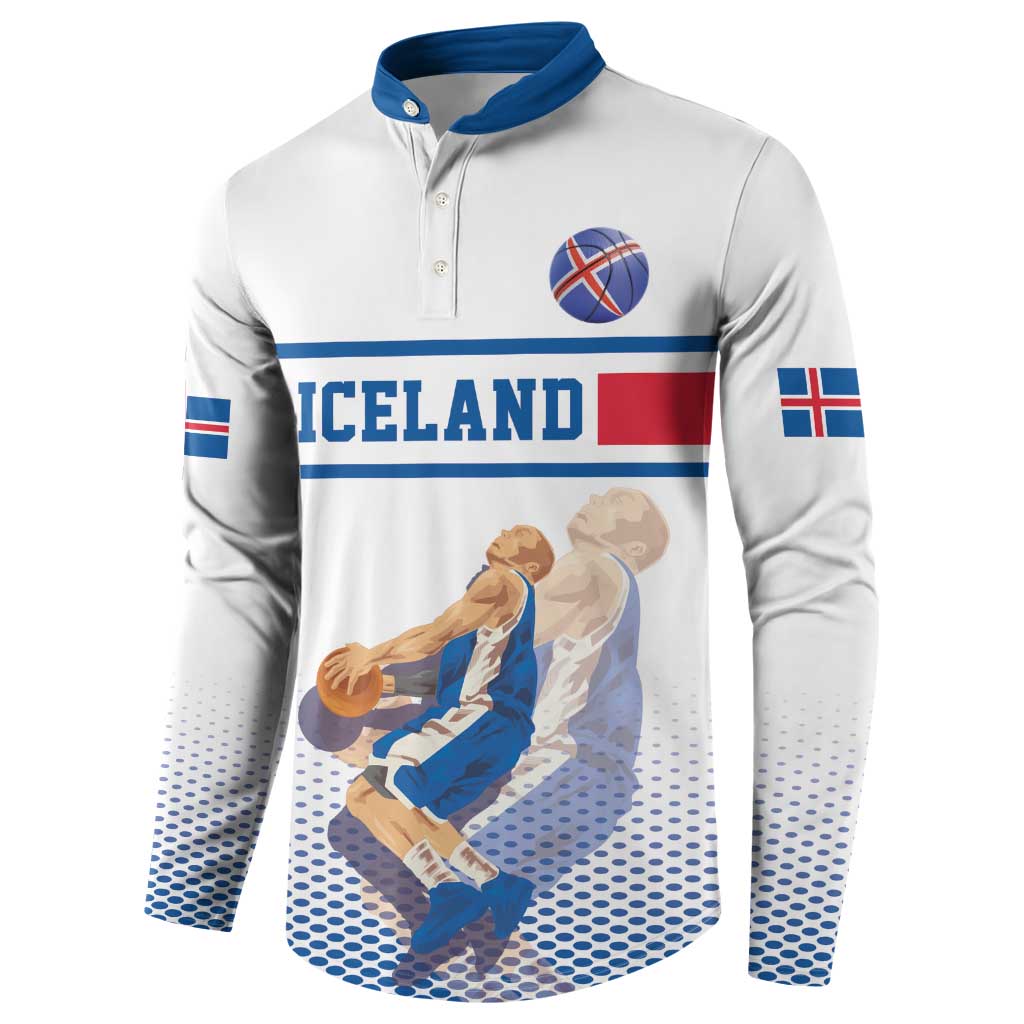 Iceland Basketball Custom Button Sweatshirt White Style
