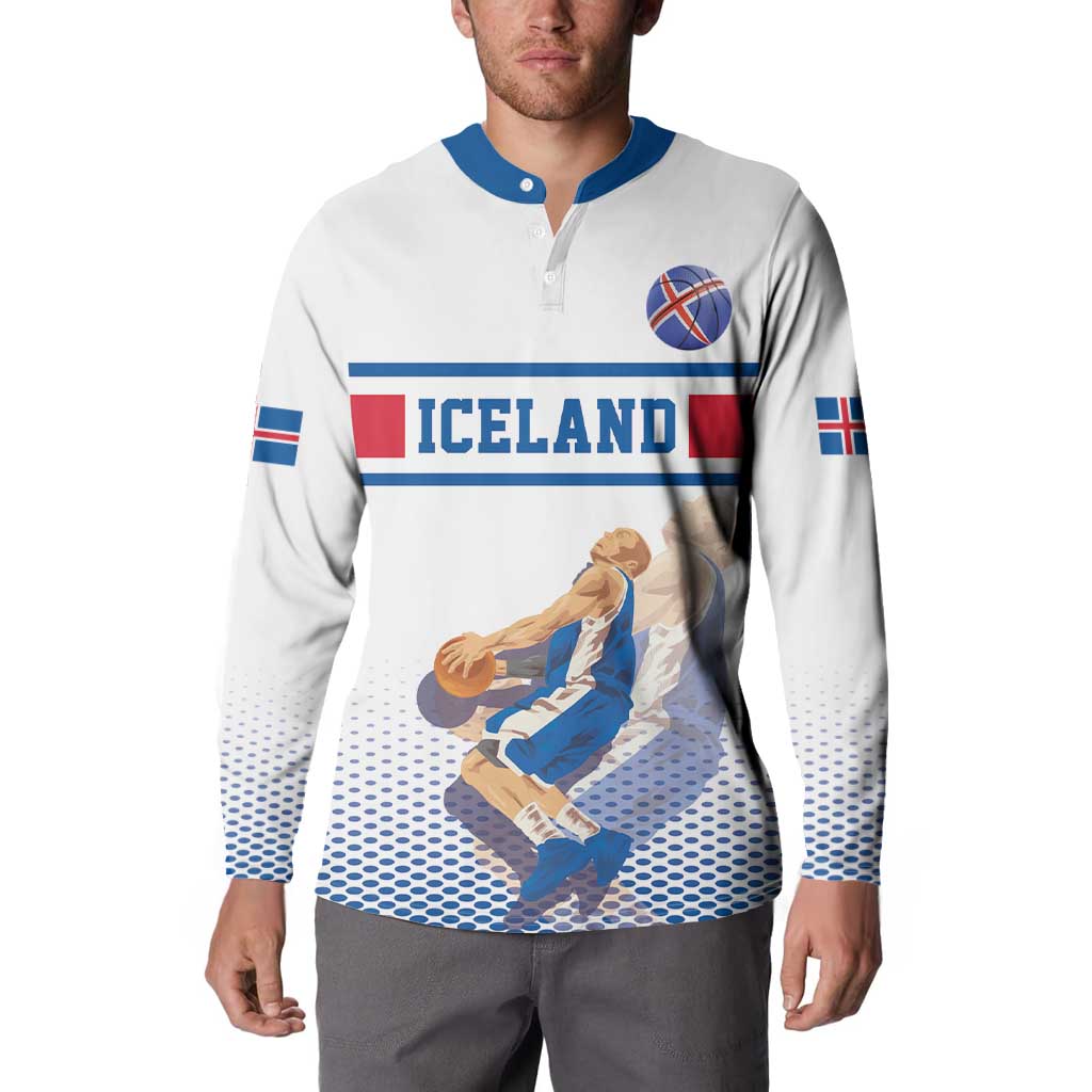 Iceland Basketball Custom Button Sweatshirt White Style