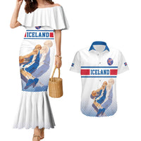 Iceland Basketball Custom Couples Matching Mermaid Dress and Hawaiian Shirt White Style