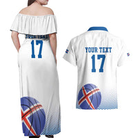Iceland Basketball Custom Couples Matching Off Shoulder Maxi Dress and Hawaiian Shirt White Style