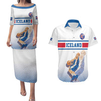 Iceland Basketball Custom Couples Matching Puletasi and Hawaiian Shirt White Style