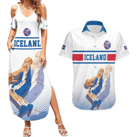 Iceland Basketball Custom Couples Matching Summer Maxi Dress and Hawaiian Shirt White Style