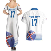 Iceland Basketball Custom Couples Matching Summer Maxi Dress and Hawaiian Shirt White Style