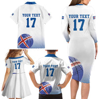 Iceland Basketball Custom Family Matching Long Sleeve Bodycon Dress and Hawaiian Shirt White Style