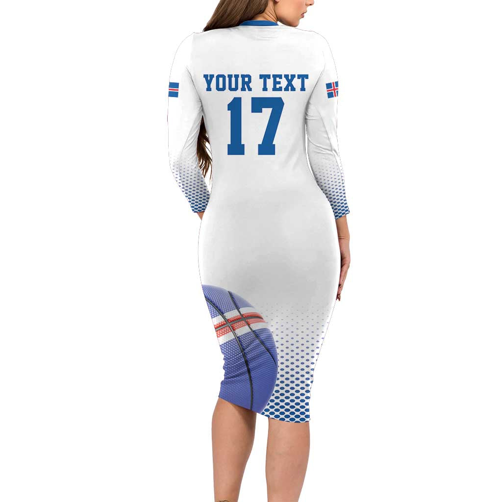 Iceland Basketball Custom Family Matching Long Sleeve Bodycon Dress and Hawaiian Shirt White Style
