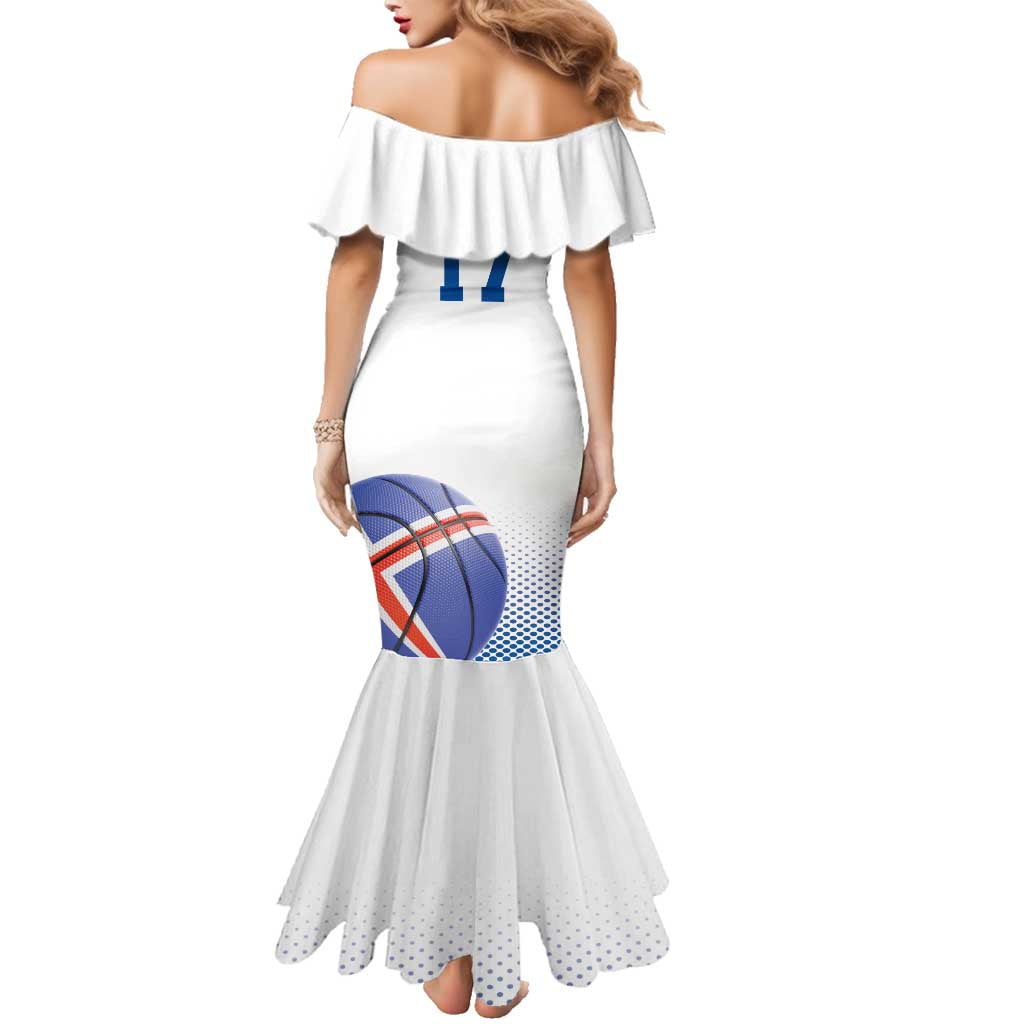 Iceland Basketball Custom Family Matching Mermaid Dress and Hawaiian Shirt White Style