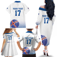 Iceland Basketball Custom Family Matching Off The Shoulder Long Sleeve Dress and Hawaiian Shirt White Style
