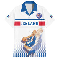 Iceland Basketball Custom Family Matching Off The Shoulder Long Sleeve Dress and Hawaiian Shirt White Style