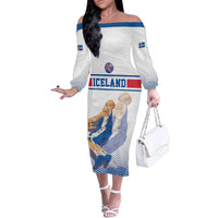 Iceland Basketball Custom Family Matching Off The Shoulder Long Sleeve Dress and Hawaiian Shirt White Style