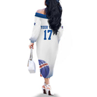 Iceland Basketball Custom Family Matching Off The Shoulder Long Sleeve Dress and Hawaiian Shirt White Style