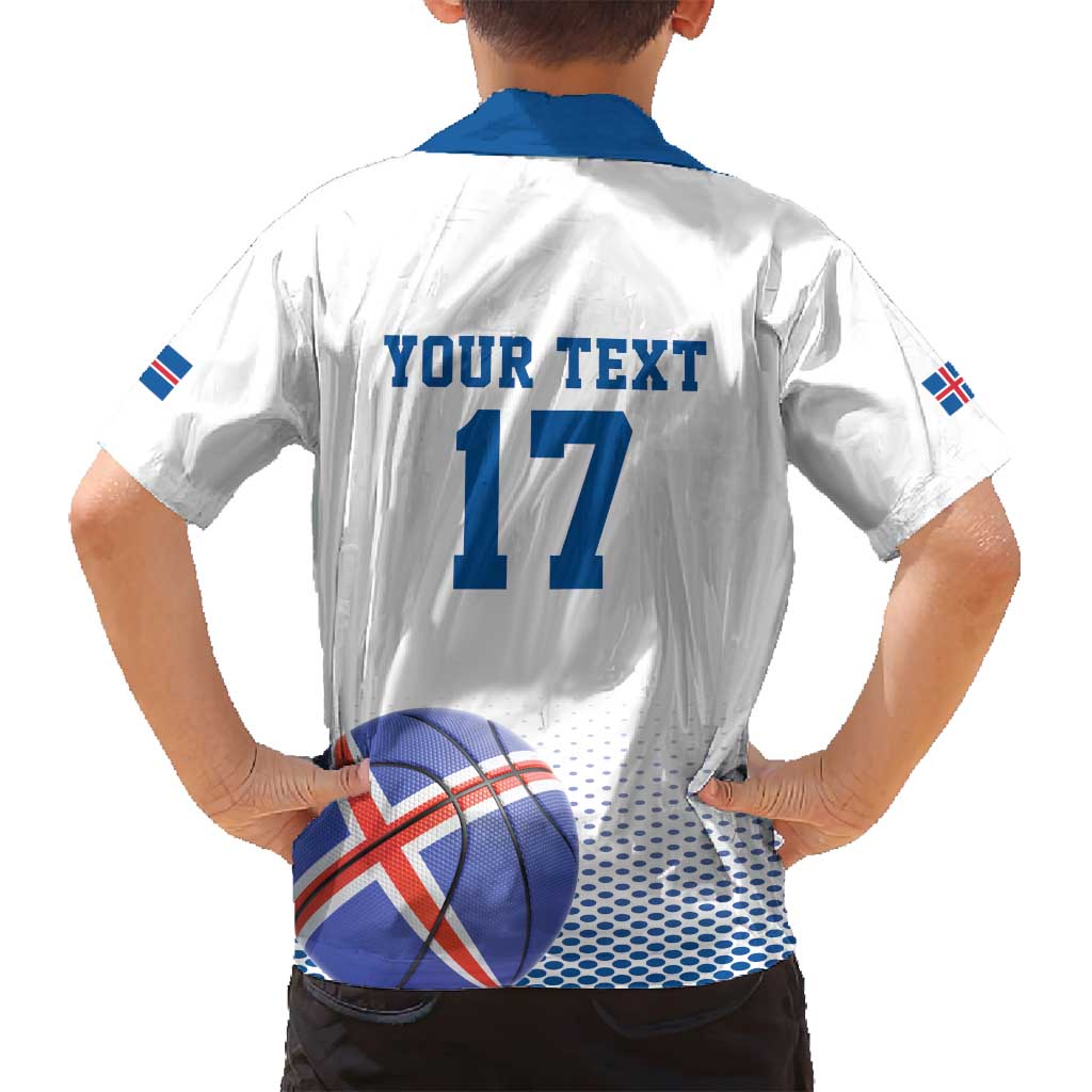 Iceland Basketball Custom Family Matching Off Shoulder Maxi Dress and Hawaiian Shirt White Style