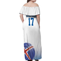 Iceland Basketball Custom Family Matching Off Shoulder Maxi Dress and Hawaiian Shirt White Style