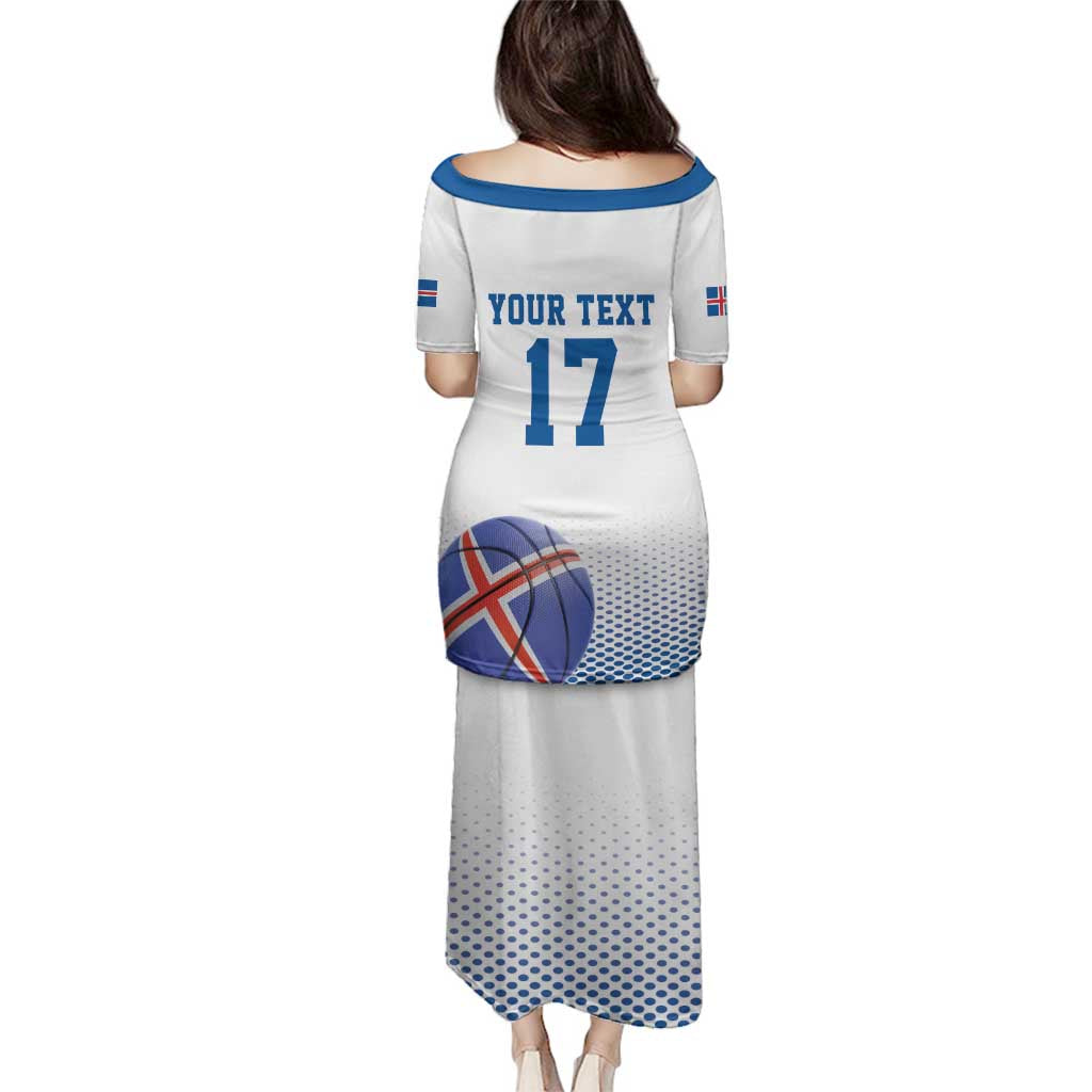 Iceland Basketball Custom Family Matching Puletasi and Hawaiian Shirt White Style