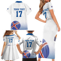 Iceland Basketball Custom Family Matching Short Sleeve Bodycon Dress and Hawaiian Shirt White Style