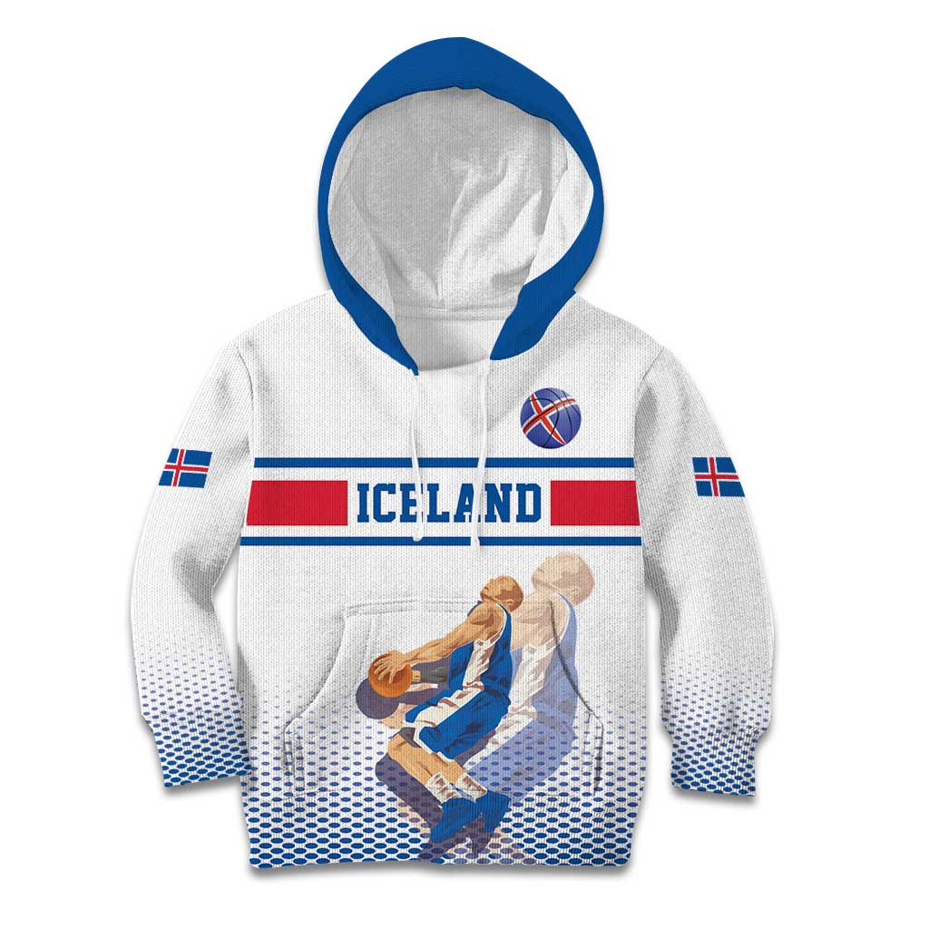 Iceland Basketball Custom Kid Hoodie White Style