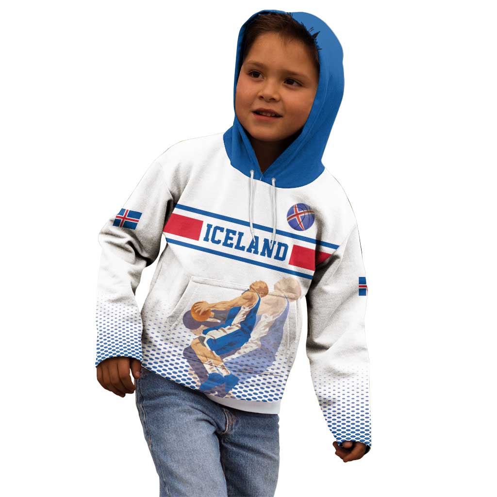 Iceland Basketball Custom Kid Hoodie White Style