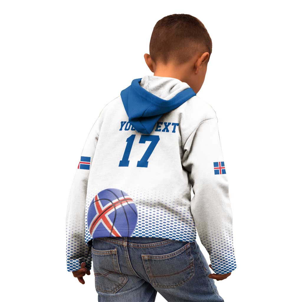 Iceland Basketball Custom Kid Hoodie White Style