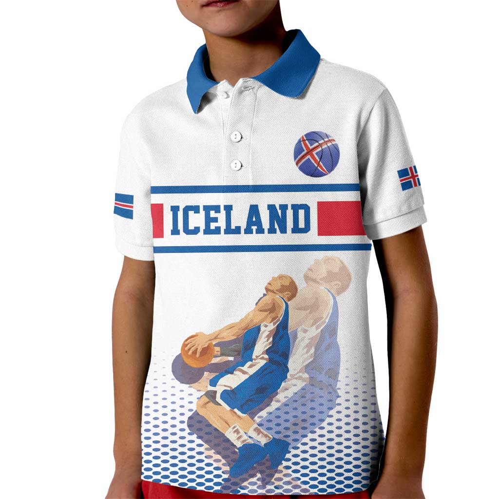 Iceland Basketball Custom Kid Polo Shirt White Style