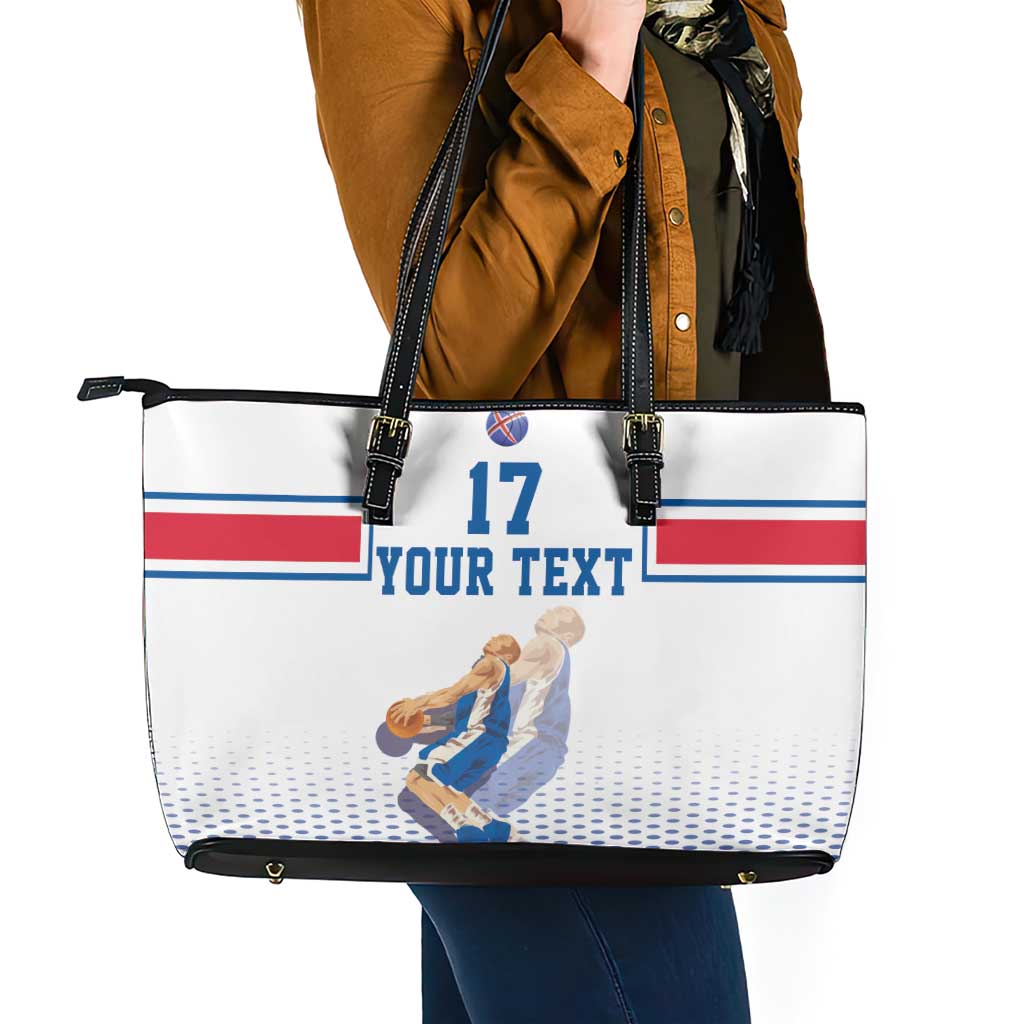 Iceland Basketball Custom Leather Tote Bag White Style