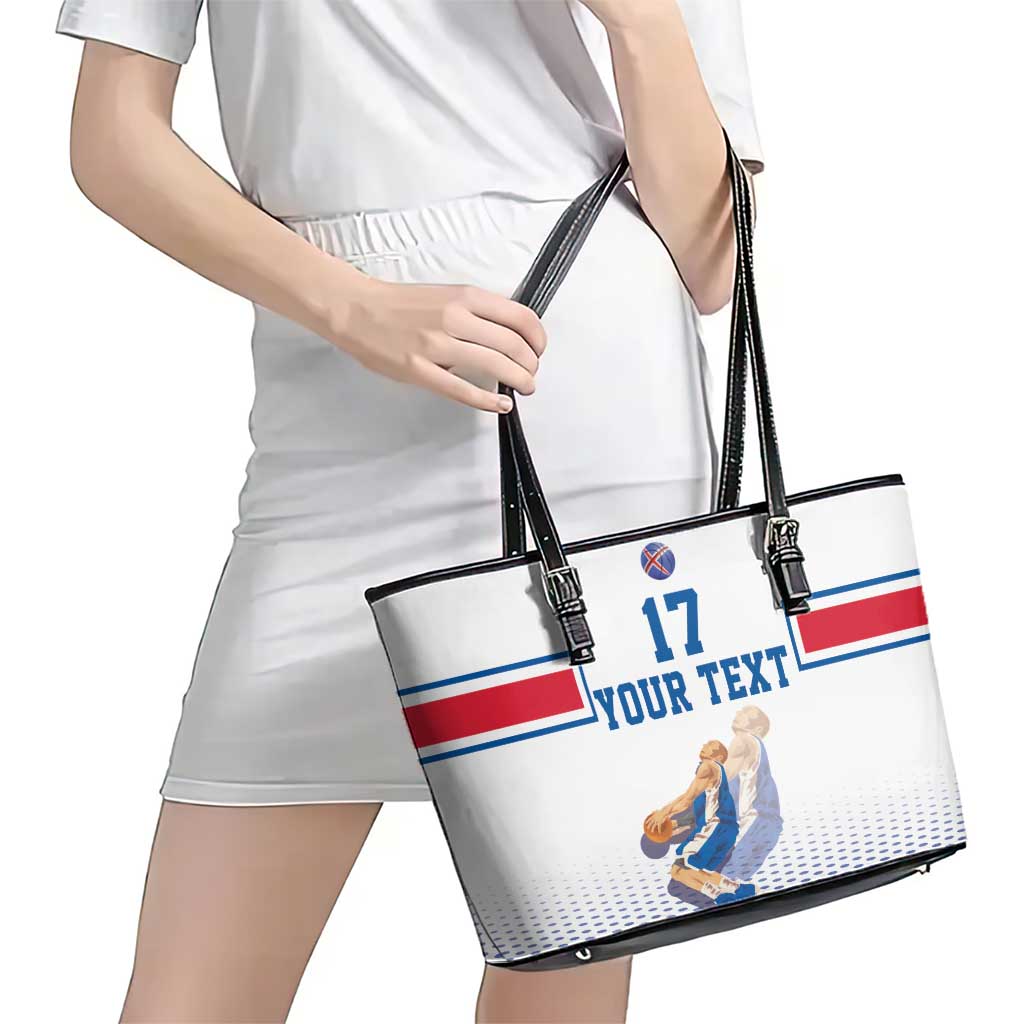 Iceland Basketball Custom Leather Tote Bag White Style