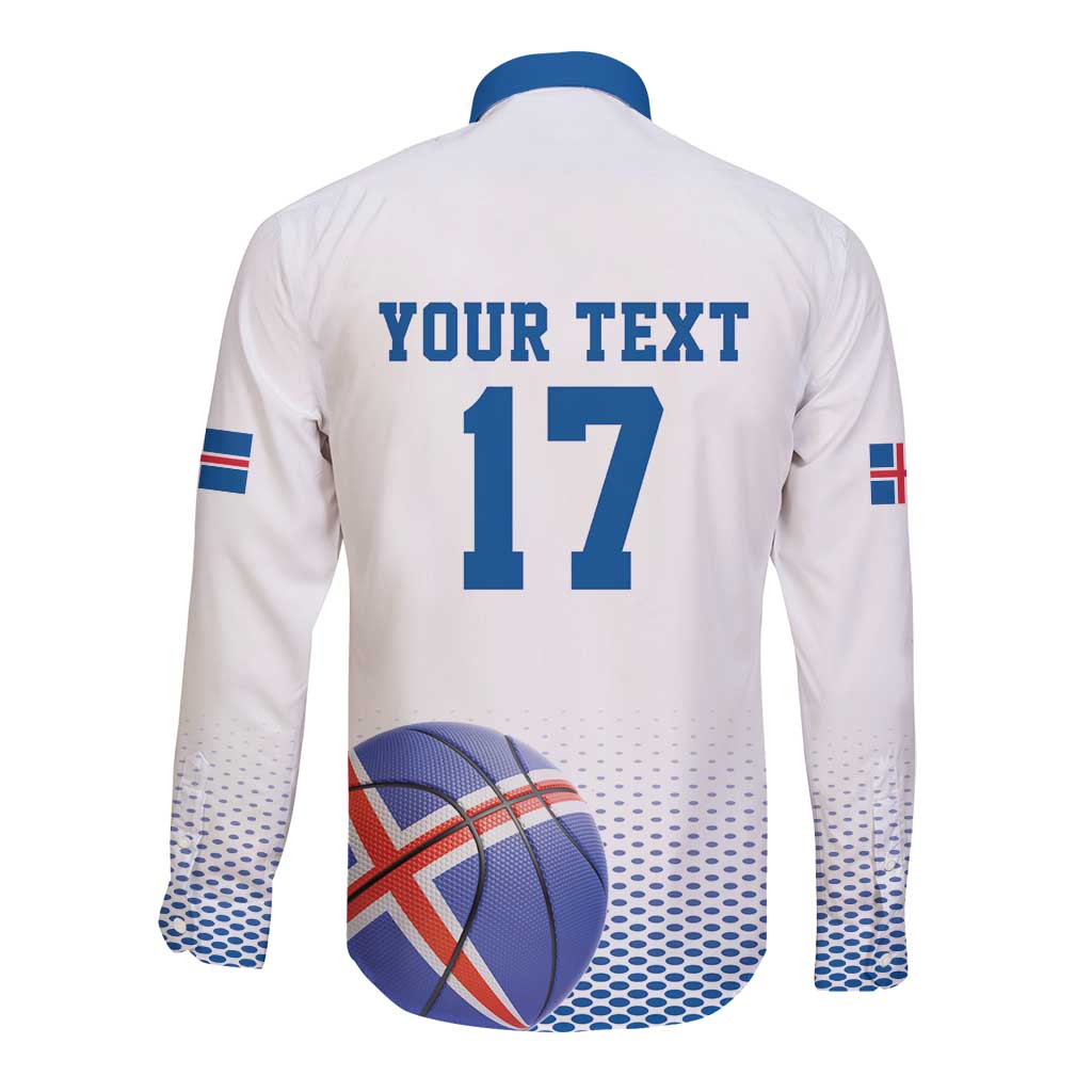 Iceland Basketball Custom Long Sleeve Button Shirt White Style