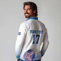 Iceland Basketball Custom Long Sleeve Polo Shirt White Style