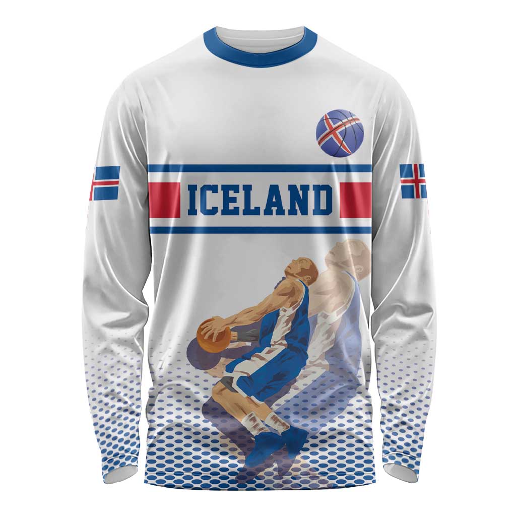 Iceland Basketball Custom Long Sleeve Shirt White Style