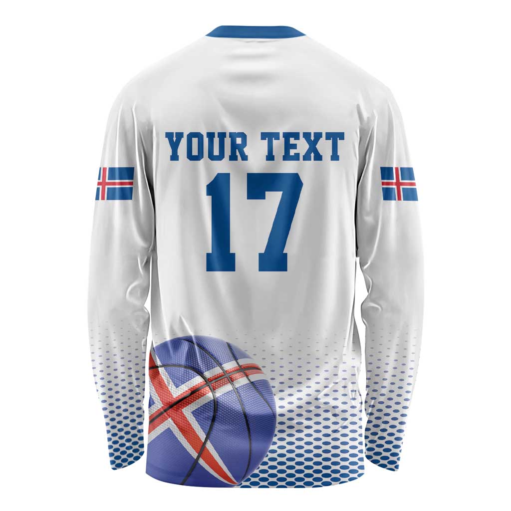 Iceland Basketball Custom Long Sleeve Shirt White Style