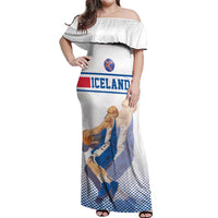 Iceland Basketball Custom Off Shoulder Maxi Dress White Style