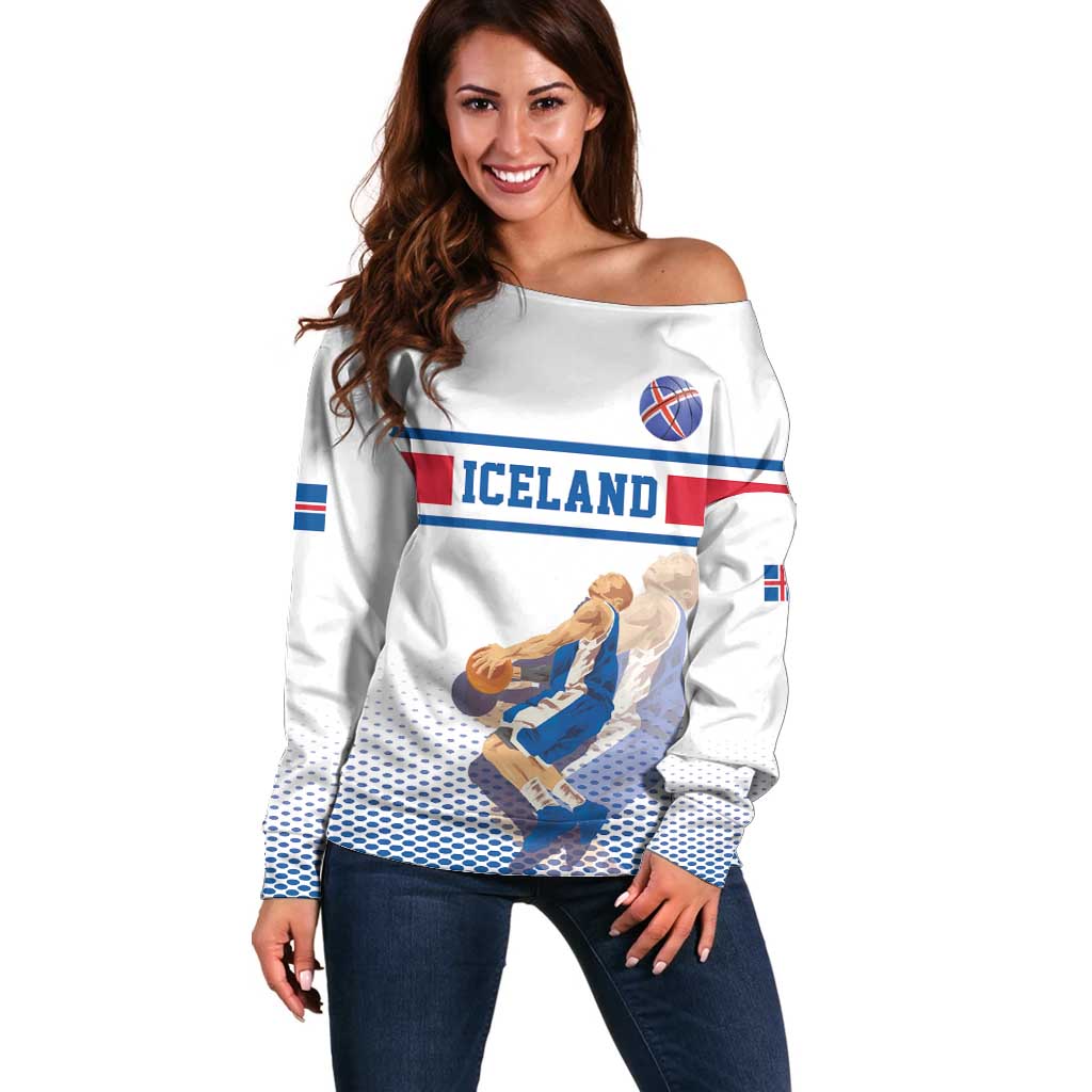 Iceland Basketball Custom Off Shoulder Sweater White Style