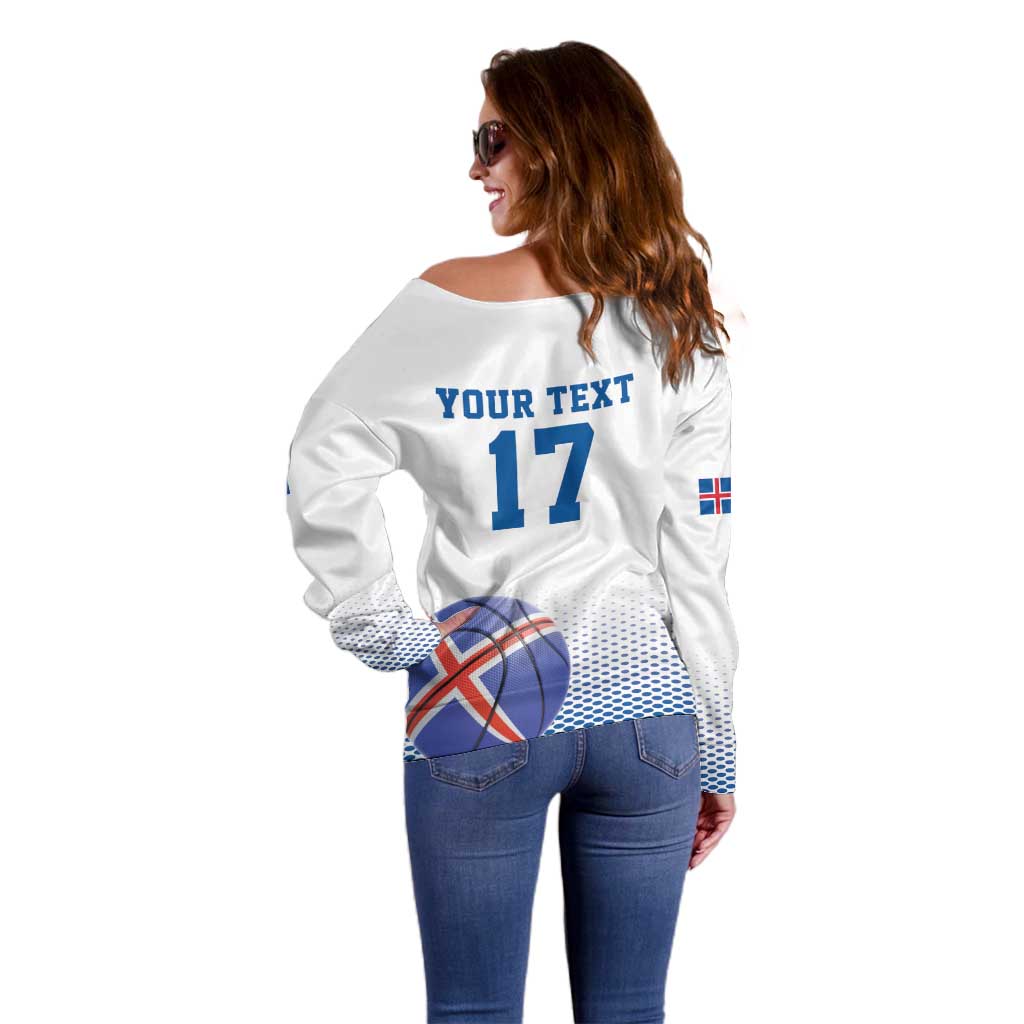 Iceland Basketball Custom Off Shoulder Sweater White Style